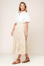 LAYTON CREAM WOVEN MIDI SKIRT Flying Tomato