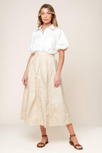 LAYTON CREAM WOVEN MIDI SKIRT Flying Tomato