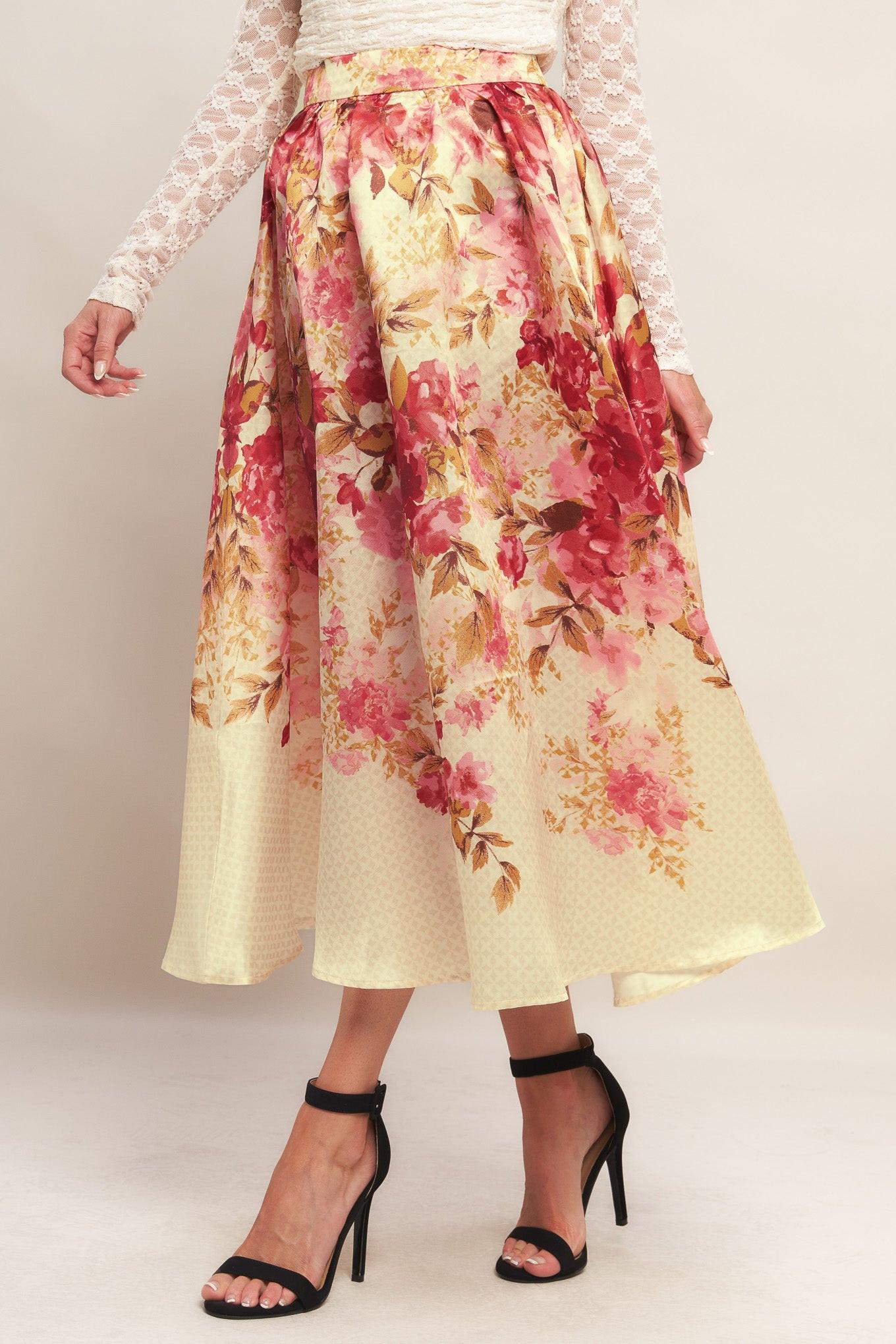 BLOSSOM DREAM BALLERINA WOVEN FULL MIDI SKIRT Flying Tomato