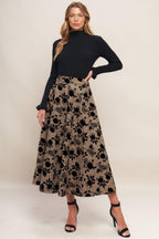 CLASSIC BLOOM LOOK WOVEN FLOCKING CIRCLE SKIRT Flying Tomato
