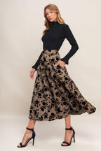 CLASSIC BLOOM LOOK WOVEN FLOCKING CIRCLE SKIRT Flying Tomato