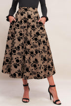 CLASSIC BLOOM LOOK WOVEN FLOCKING CIRCLE SKIRT Flying Tomato