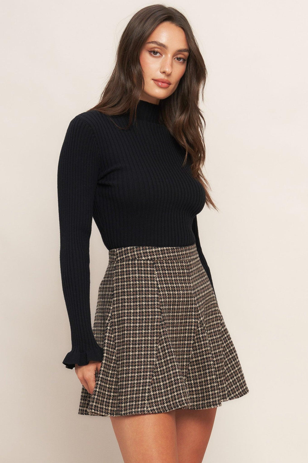 HOUND FLARE TWEED WOVEN SKIRT Flying Tomato