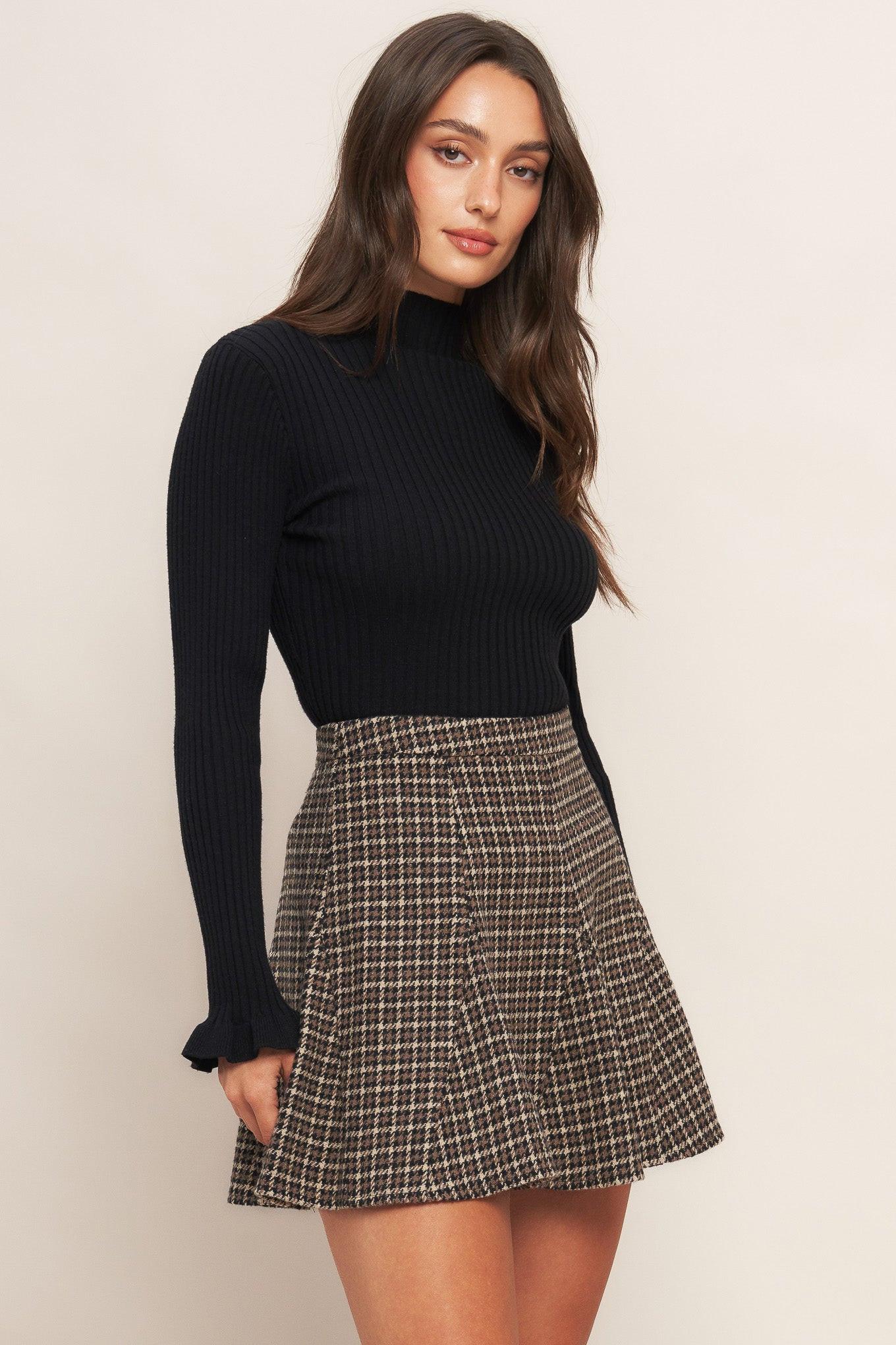 HOUND FLARE TWEED WOVEN SKIRT Flying Tomato