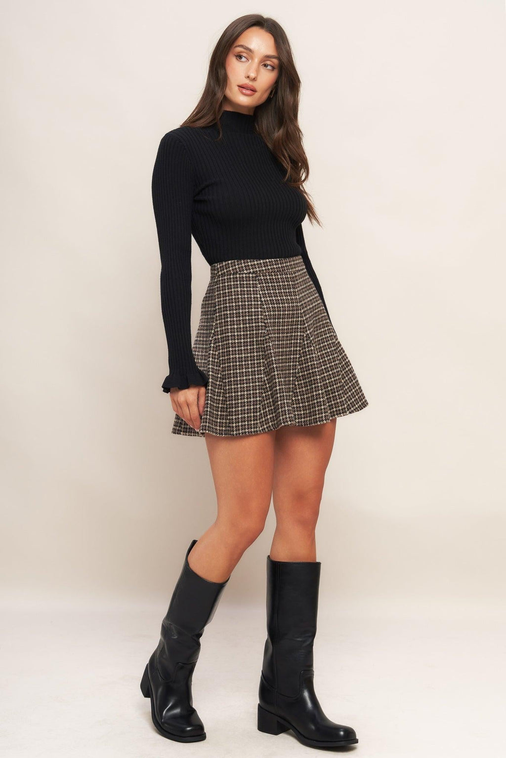 HOUND FLARE TWEED WOVEN SKIRT Flying Tomato