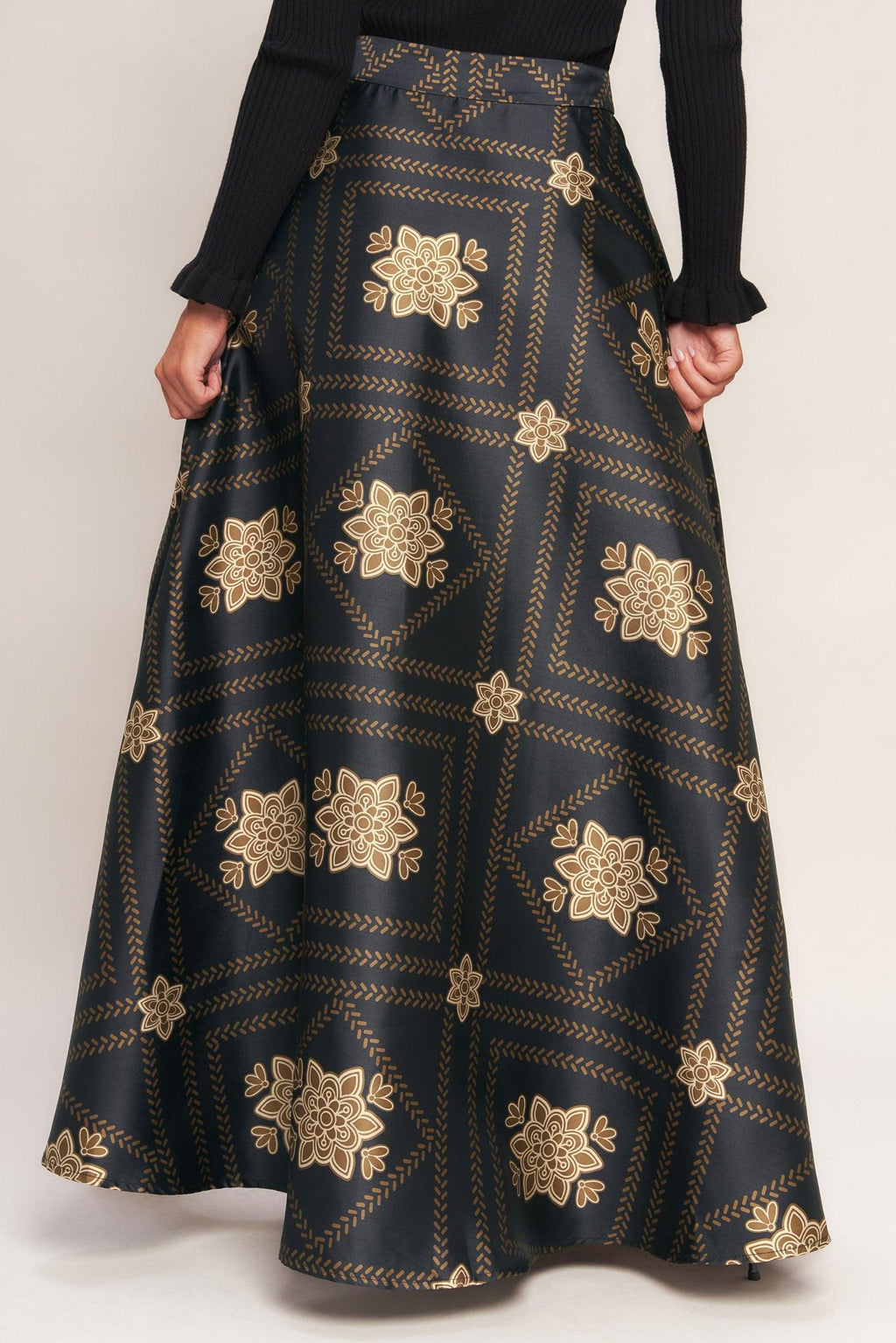 ORNAMENTAL NIGHTS WOVEN MAXI CIRCLE SKIRT Flying Tomato