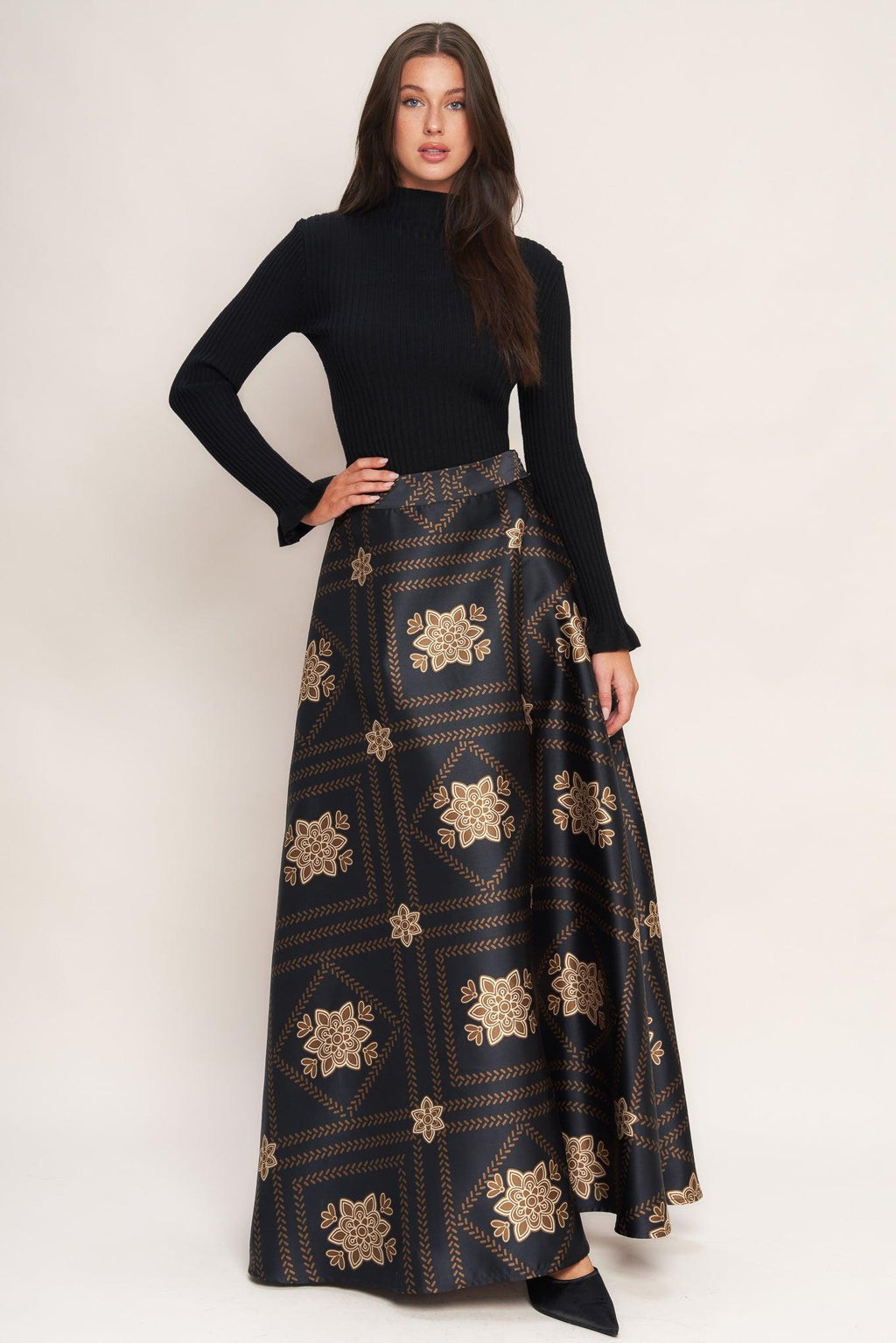 ORNAMENTAL NIGHTS WOVEN MAXI CIRCLE SKIRT Flying Tomato