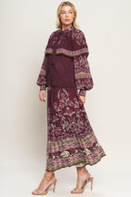 AZTEC CHERRY WOVEN MIDI SKIRT Flying Tomato