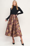 EVENING BOTANICALS WOVEN FULL MIDI SKIRT Flying Tomato