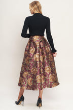 EVENING BOTANICALS WOVEN FULL MIDI SKIRT Flying Tomato