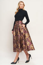 EVENING BOTANICALS WOVEN FULL MIDI SKIRT Flying Tomato