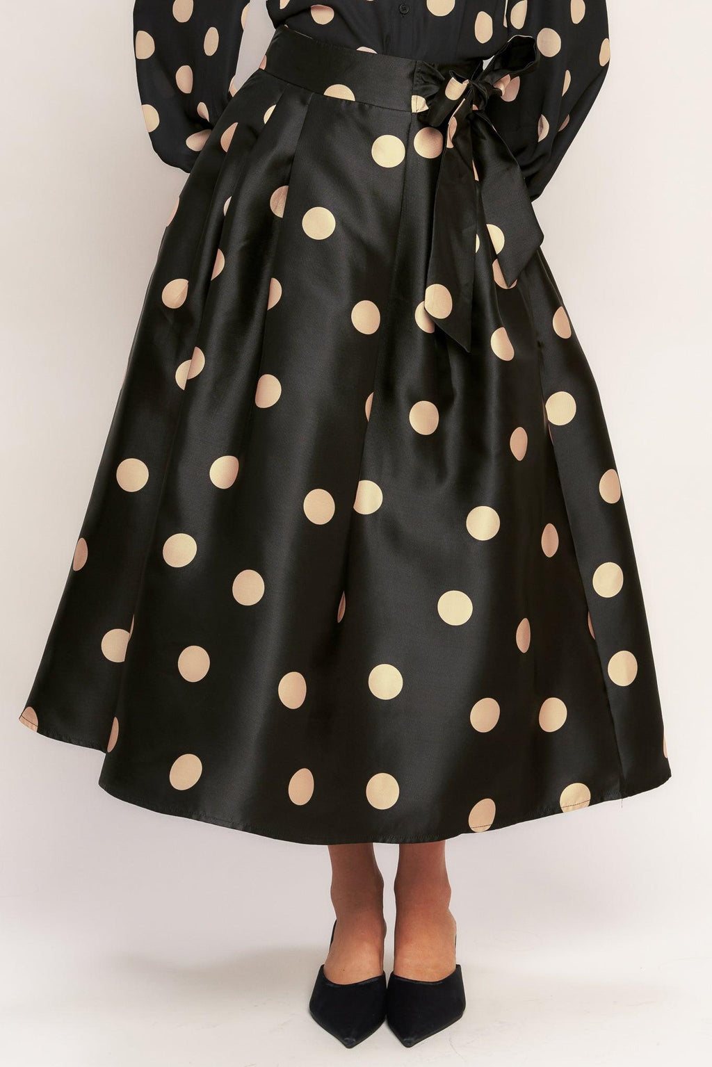 MOONLIGHT DOTS WOVEN FULL MIDI SKIRT Flying Tomato