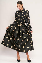 MOONLIGHT DOTS WOVEN FULL MIDI SKIRT Flying Tomato