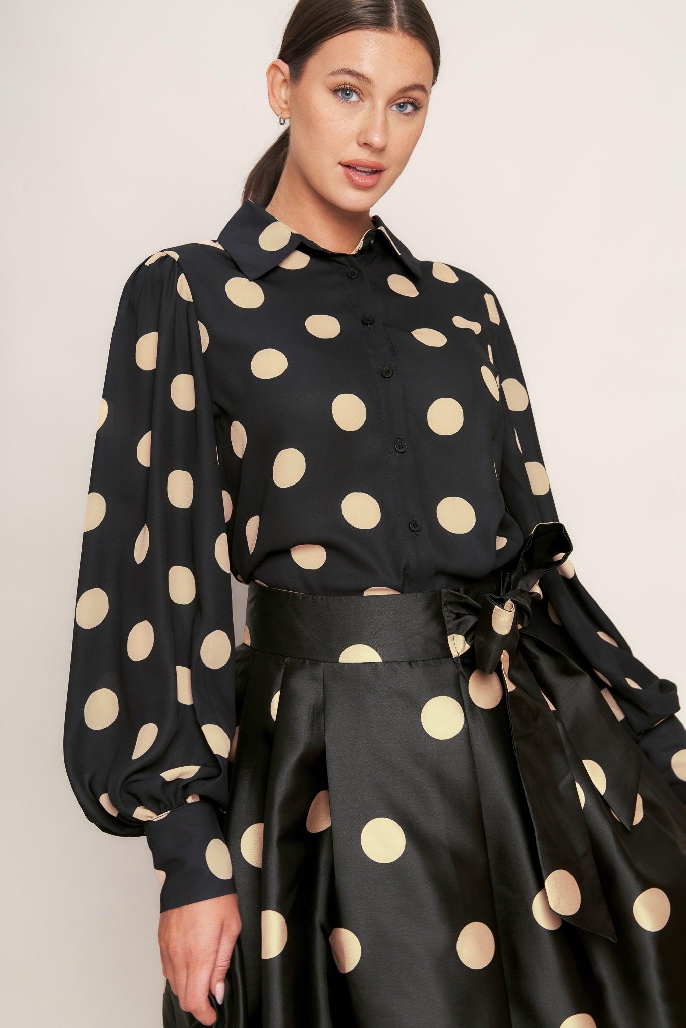 MOONLIGHT DOTS WOVEN FULL MIDI SKIRT Flying Tomato
