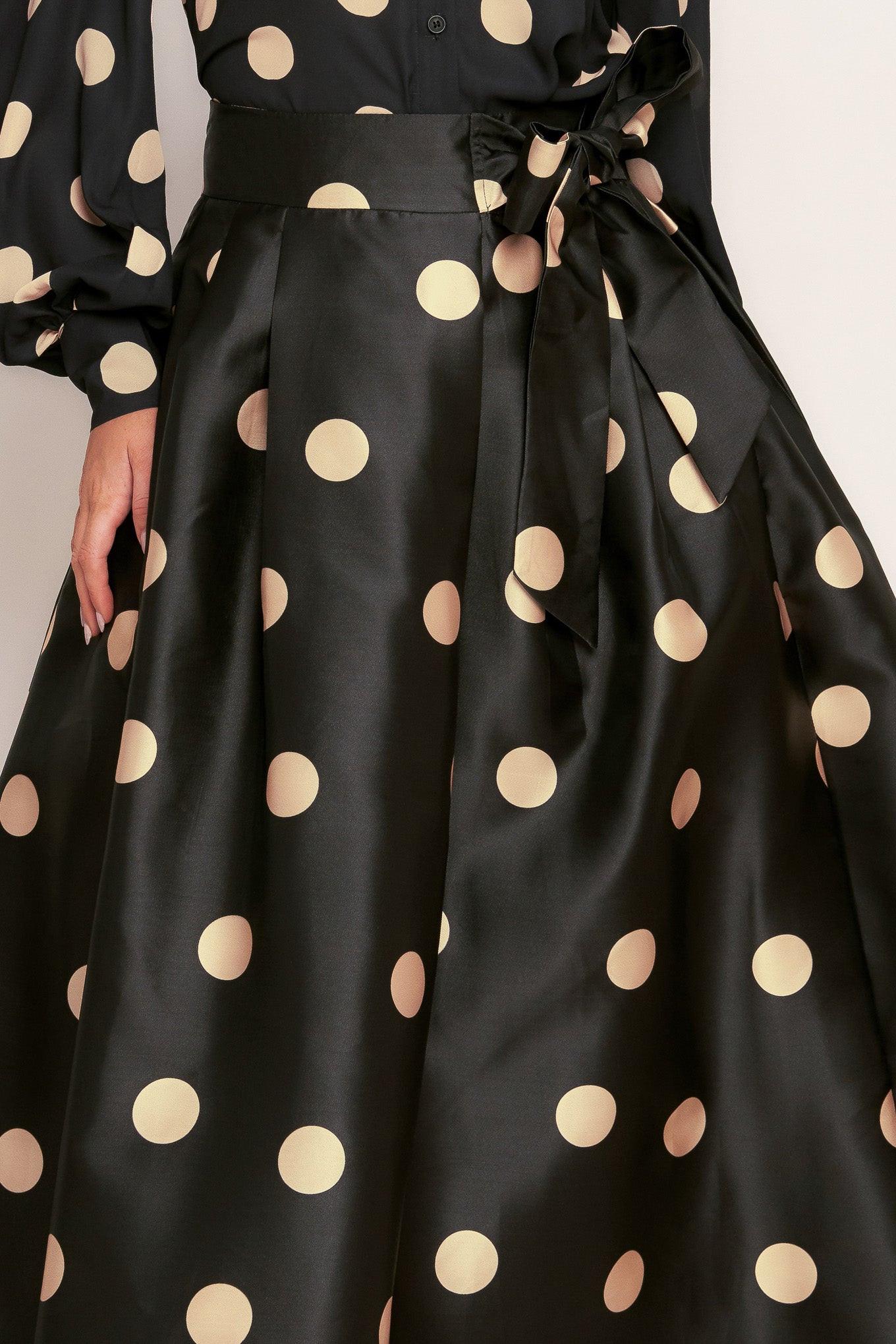 MOONLIGHT DOTS WOVEN FULL MIDI SKIRT Flying Tomato