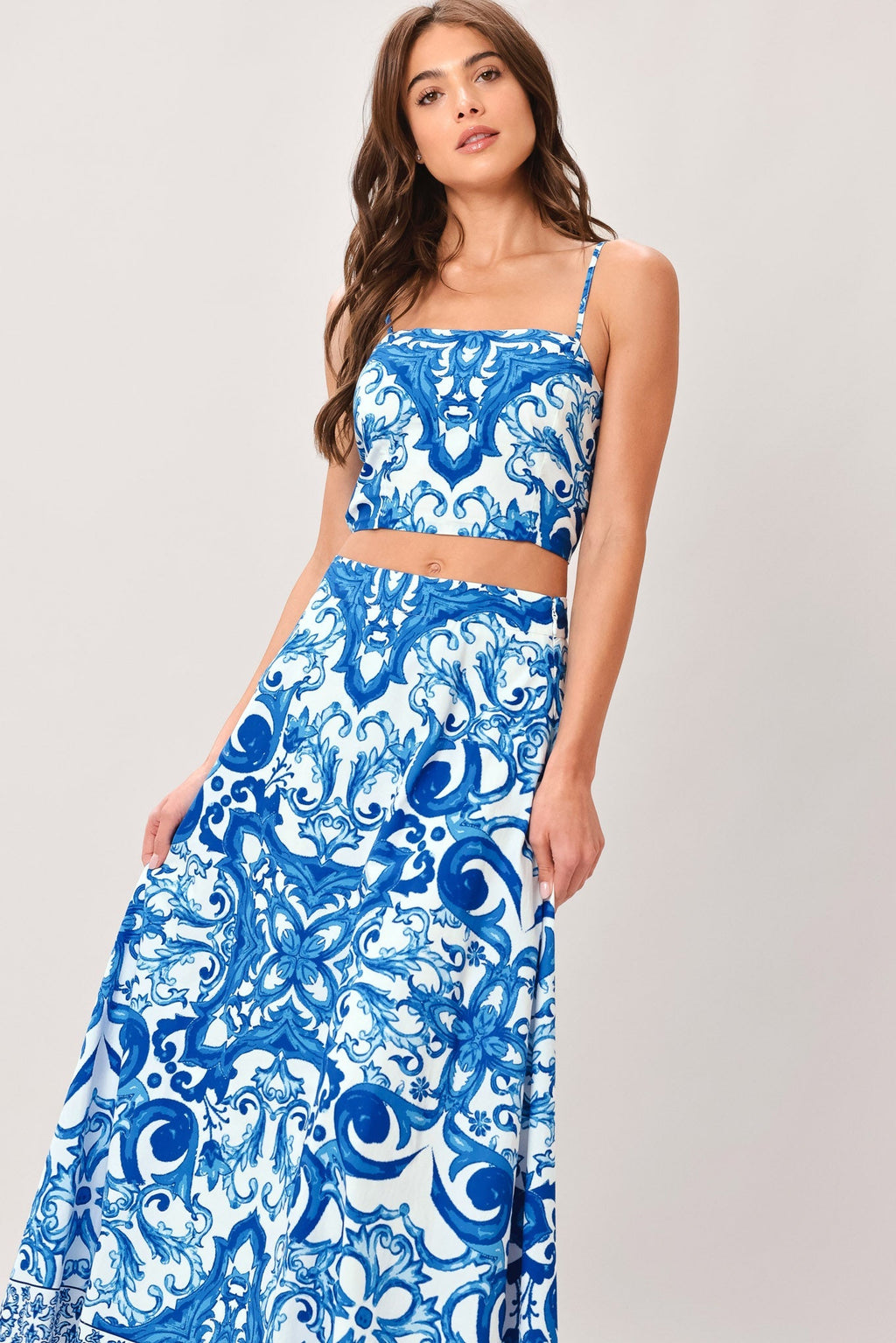 COASTAL MOSAIC WOVEN MIDI CIRCLE SKIRT Flying Tomato