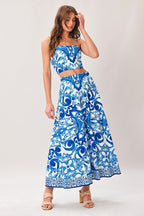 COASTAL MOSAIC WOVEN MIDI CIRCLE SKIRT Flying Tomato