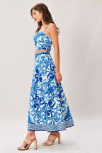 COASTAL MOSAIC WOVEN MIDI CIRCLE SKIRT Flying Tomato