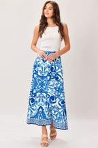 COASTAL MOSAIC WOVEN MIDI CIRCLE SKIRT Flying Tomato
