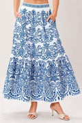 AZURE ORNATE WOVEN FULL MIDI SKIRT Flying Tomato