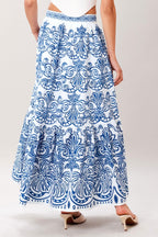 AZURE ORNATE WOVEN FULL MIDI SKIRT Flying Tomato