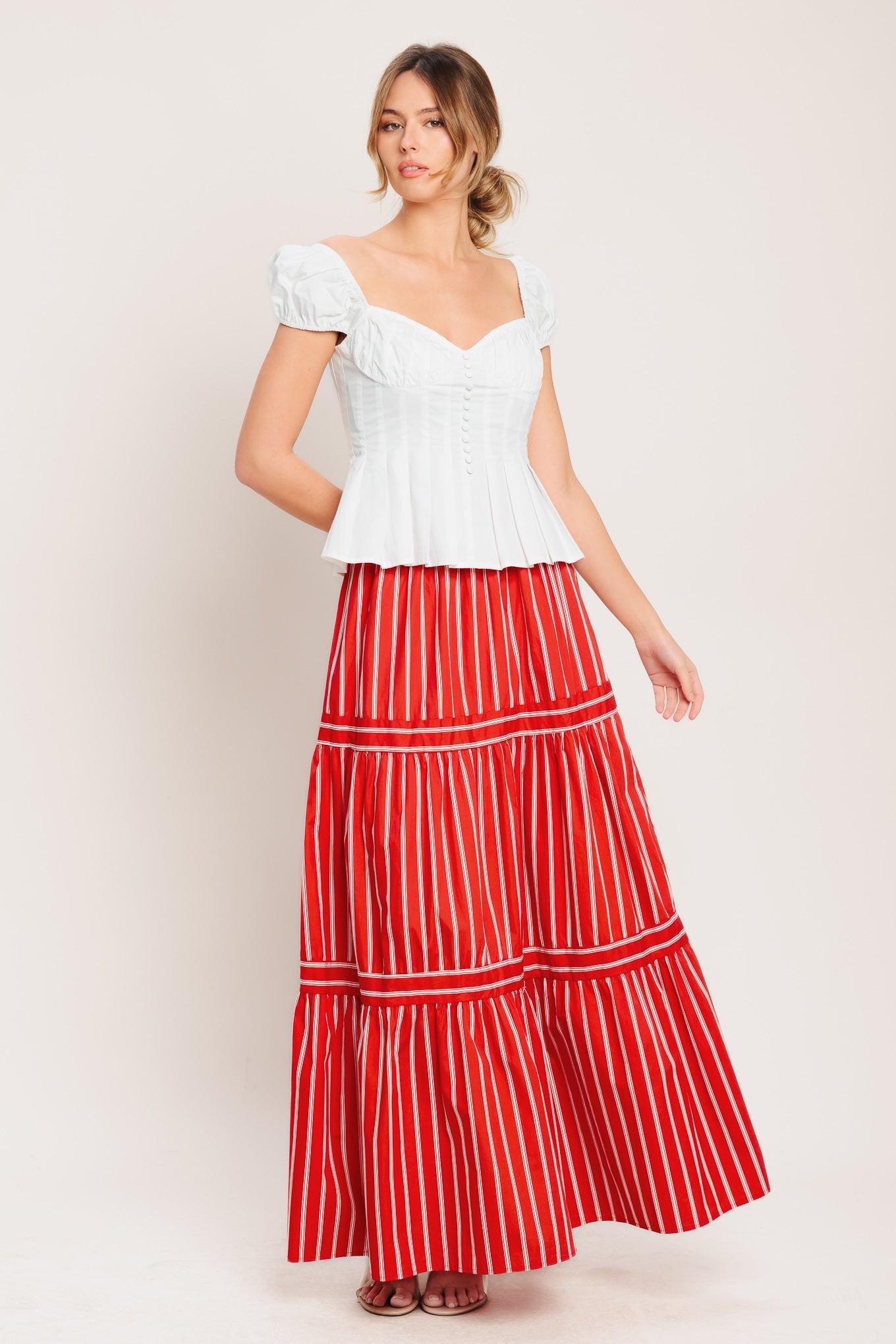 SUNSET STRIPE WOVEN MAXI SKIRT Flying Tomato