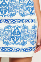BLUE PORCELAIN WOVEN MINI SKIRT Flying Tomato