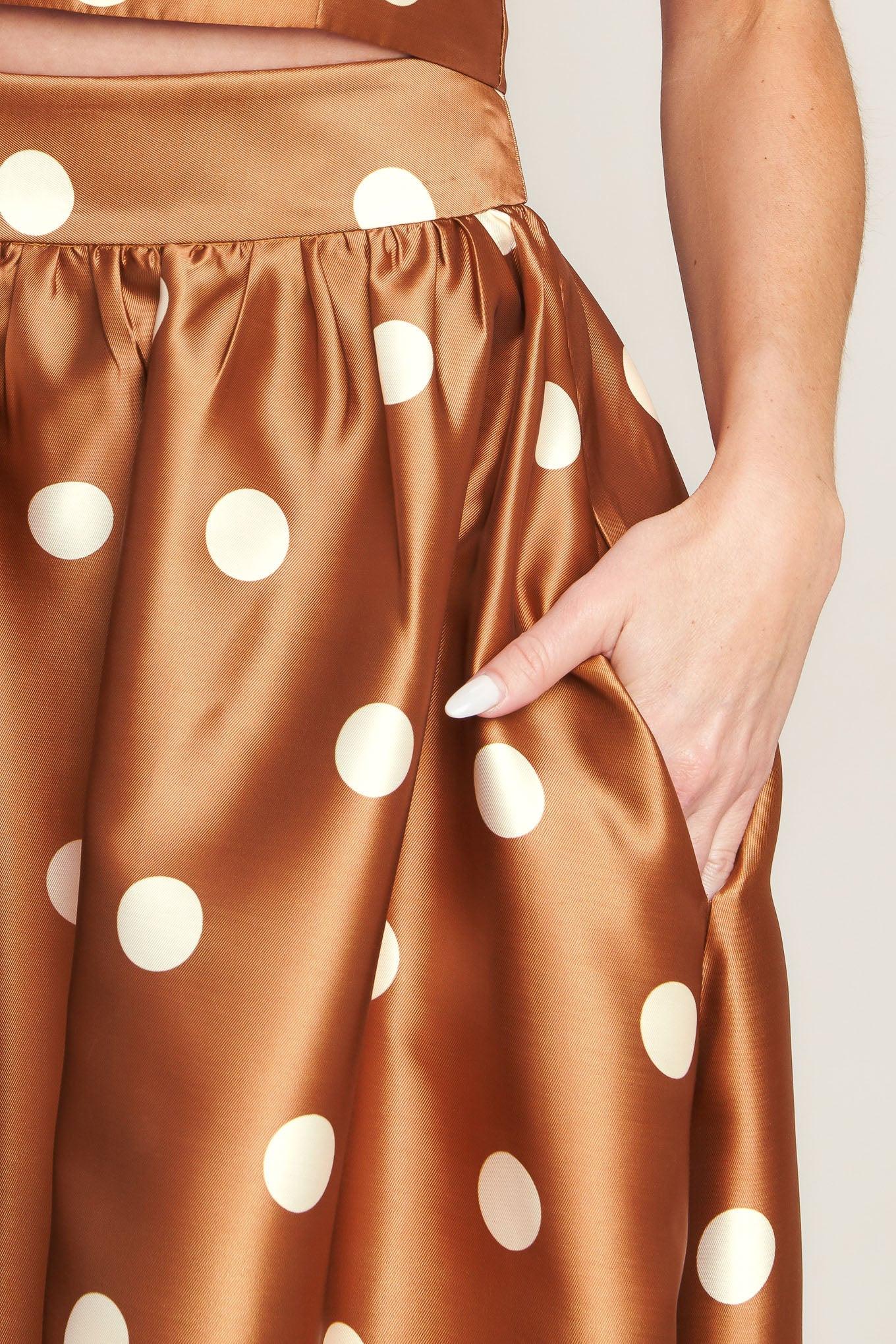 CHIC POLKA FLOW WOVEN FULL MAXI SKIRT Flying Tomato