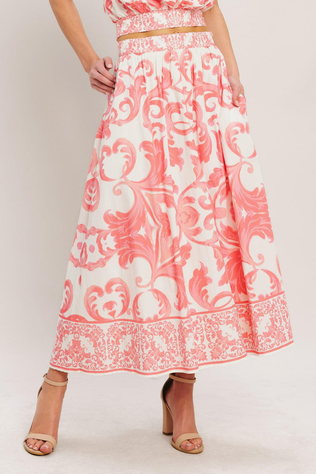 AMALFI SUNSET WOVEN MIDI FULL SKIRT Flying Tomato
