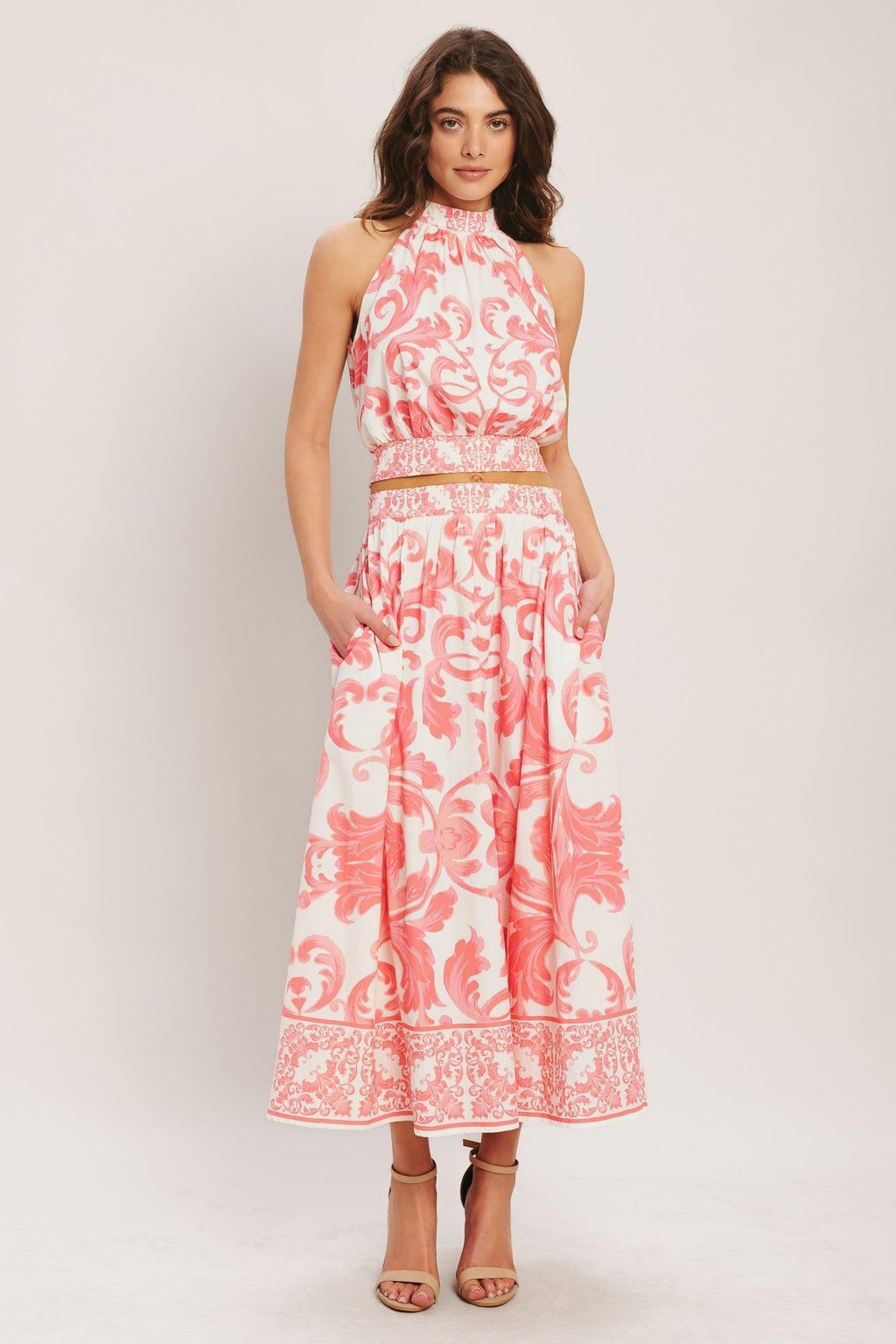 AMALFI SUNSET WOVEN MIDI FULL SKIRT Flying Tomato