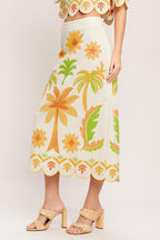 VINTAGE ISLAND WOVEN MIDI SKIRT Flying Tomato