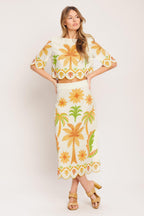 VINTAGE ISLAND WOVEN MIDI SKIRT Flying Tomato