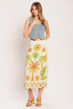 VINTAGE ISLAND WOVEN MIDI SKIRT Flying Tomato