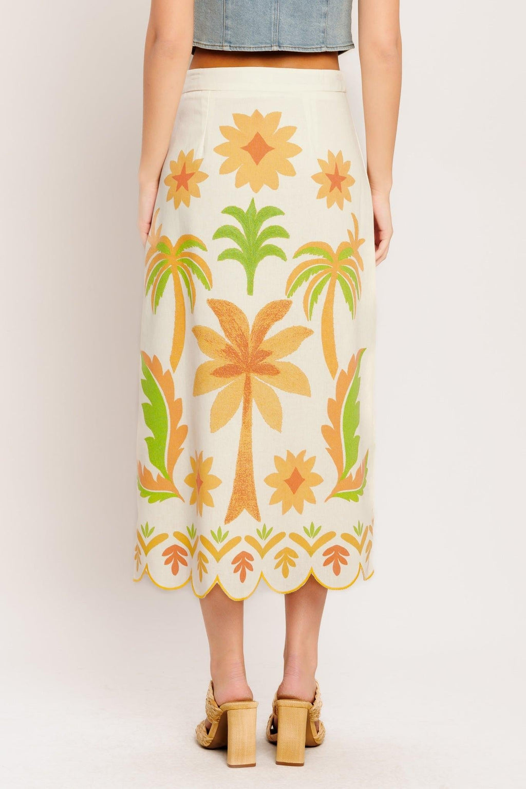 VINTAGE ISLAND WOVEN MIDI SKIRT Flying Tomato