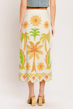 VINTAGE ISLAND WOVEN MIDI SKIRT Flying Tomato