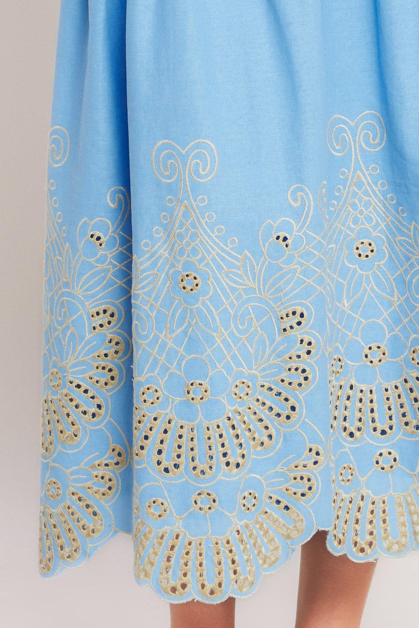 SKY BLOOM WOVEN EYELET MIDI SKIRT Flying Tomato