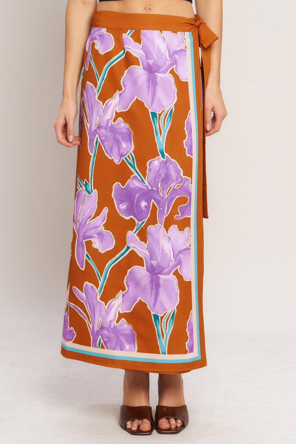 SUMMER IRIS WOVEN MIDI WRAP SKIRT Flying Tomato