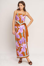 SUMMER IRIS WOVEN MIDI WRAP SKIRT Flying Tomato