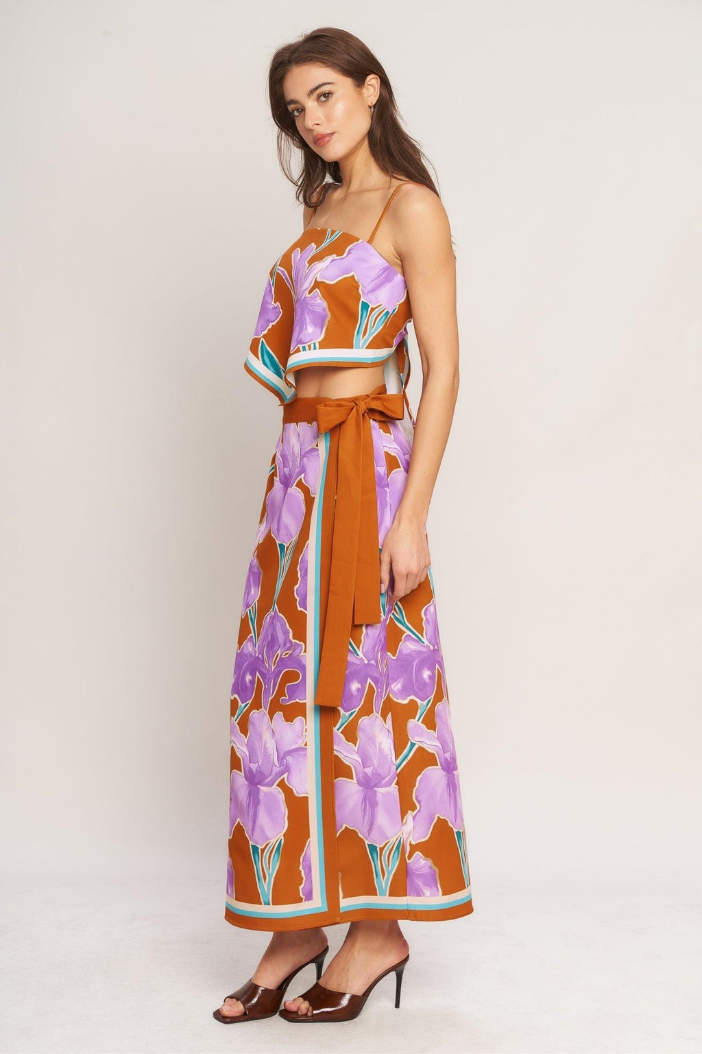 SUMMER IRIS WOVEN MIDI WRAP SKIRT Flying Tomato