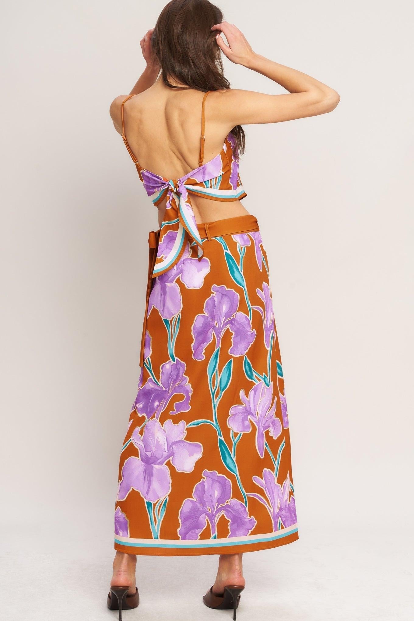 SUMMER IRIS WOVEN MIDI WRAP SKIRT Flying Tomato