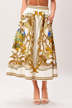 BAROQUE ESCAPE WOVEN MIDI SKIRT Flying Tomato