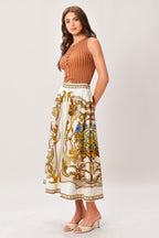 BAROQUE ESCAPE WOVEN MIDI SKIRT Flying Tomato