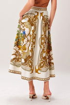 BAROQUE ESCAPE WOVEN MIDI SKIRT Flying Tomato
