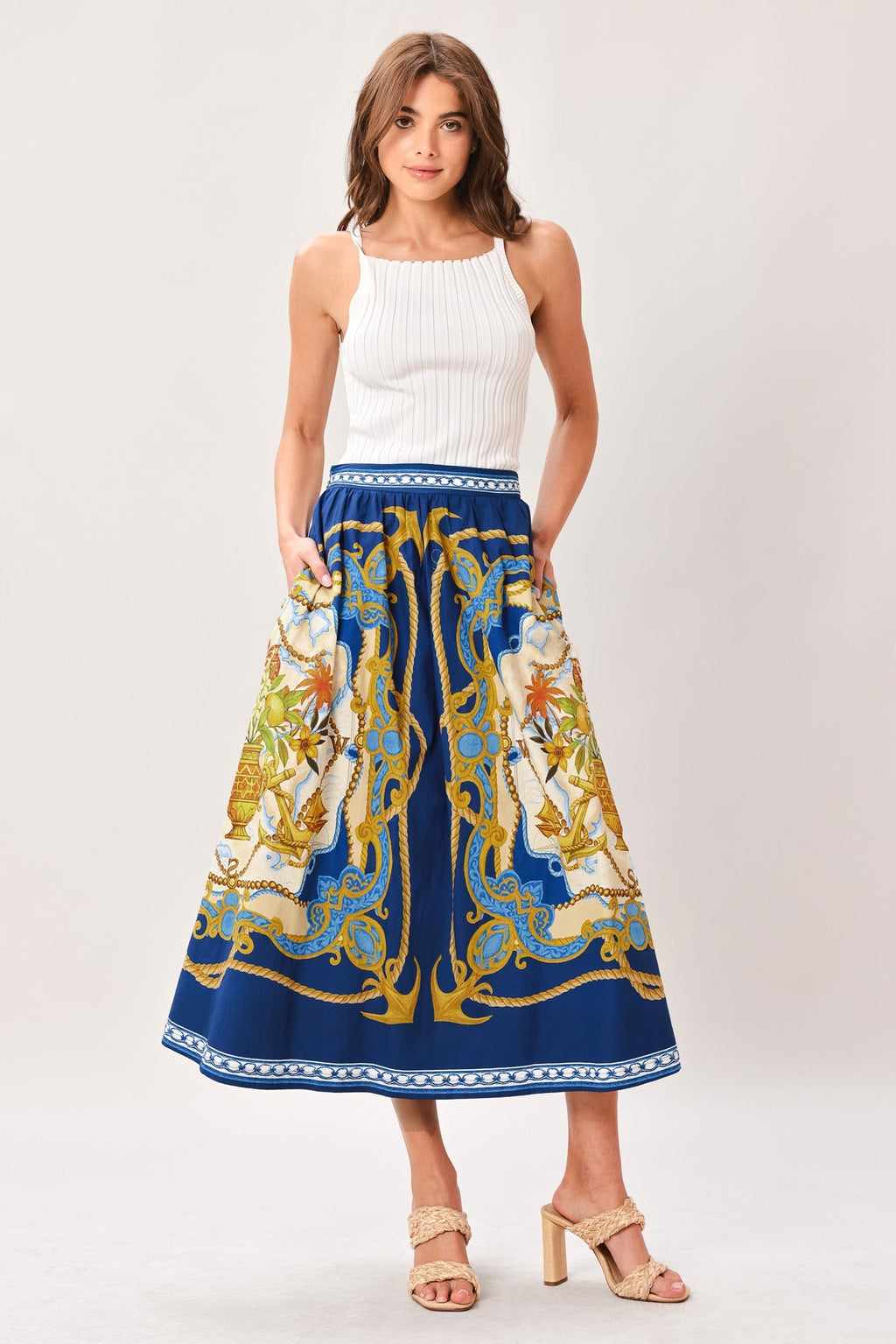 BAROQUE ESCAPE WOVEN MIDI SKIRT Flying Tomato