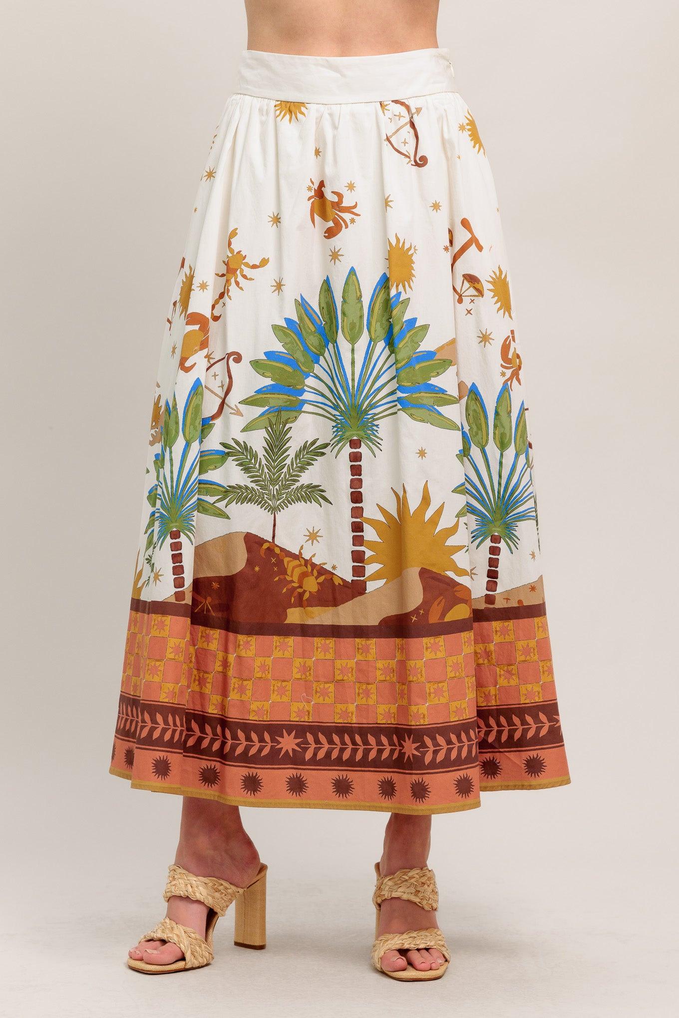 SUNLIT GARDEN WOVEN FULL MIDI SKIRT Flying Tomato