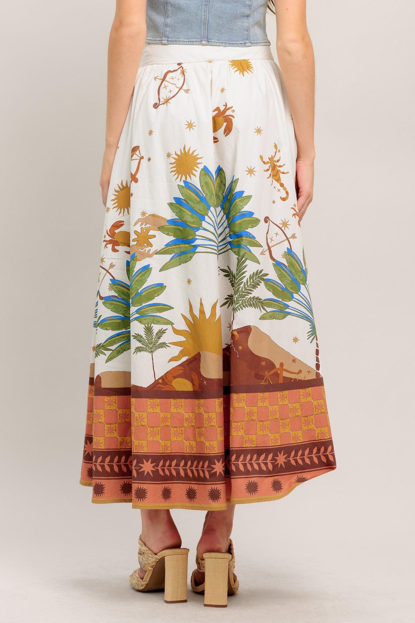 SUNLIT GARDEN WOVEN FULL MIDI SKIRT Flying Tomato