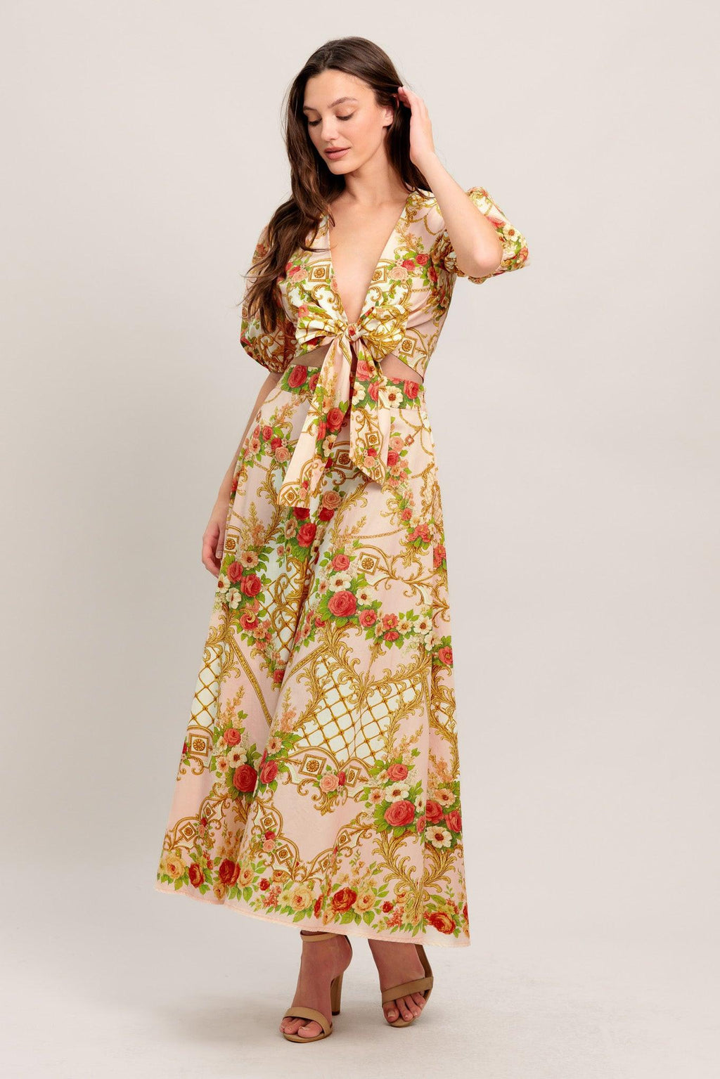 PALACE ROSE STATEMENT WOVEN CIRCLE MIDI SKIRT Flying Tomato