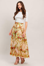 PALACE ROSE STATEMENT WOVEN CIRCLE MIDI SKIRT Flying Tomato
