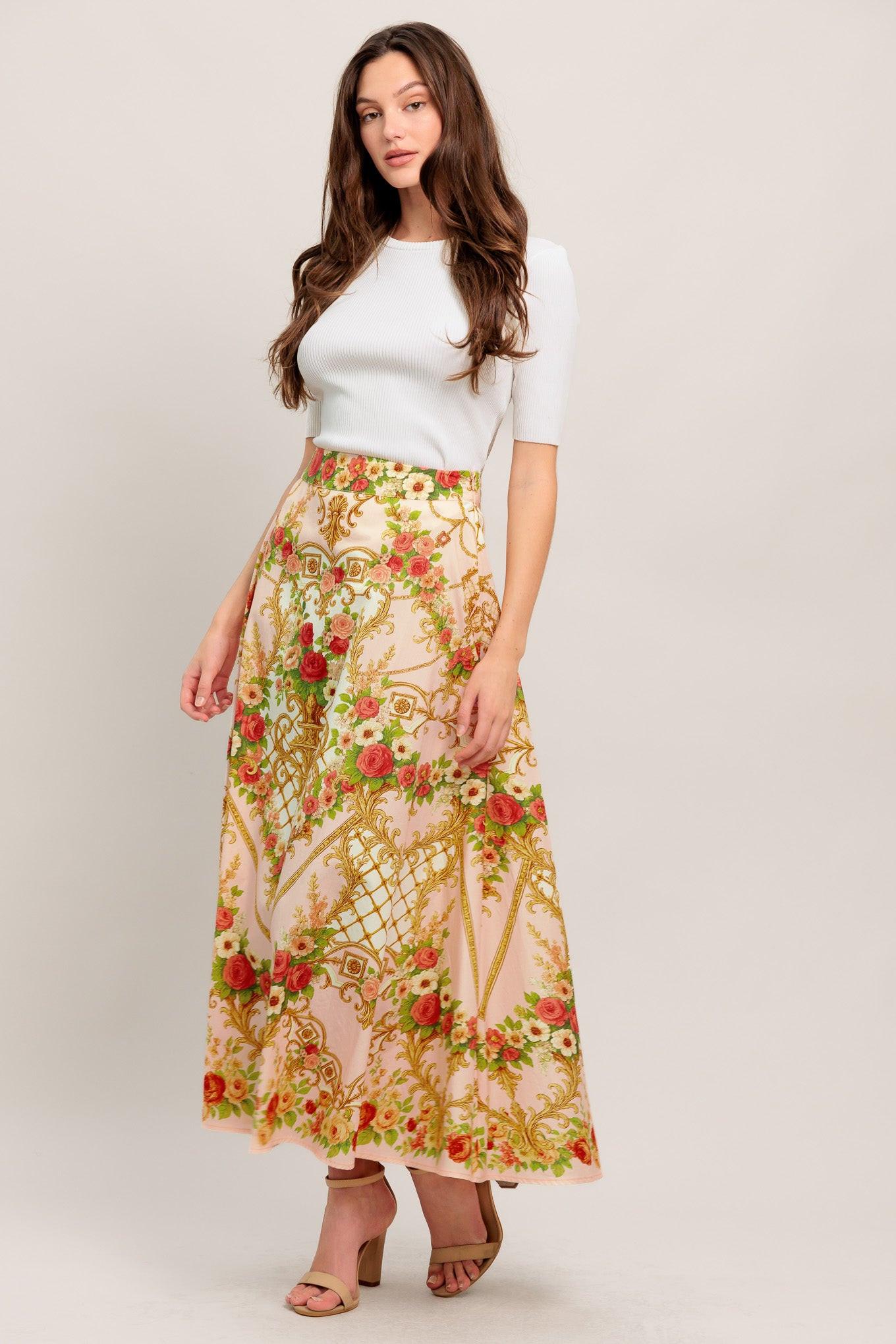 PALACE ROSE STATEMENT WOVEN CIRCLE MIDI SKIRT Flying Tomato