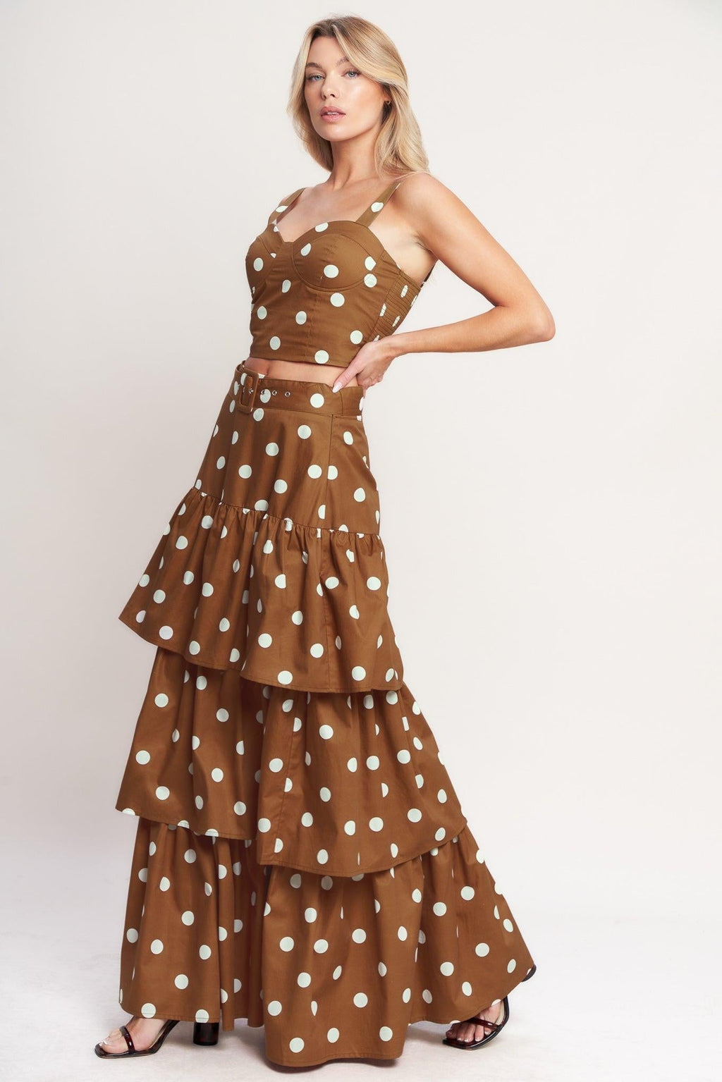 BROWN SUGAR DOT WOVEN SKIRT Flying Tomato